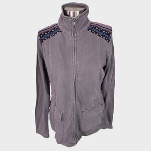 Others Follow Large Gray Zip Up Sweater Jacket NEW NWT 100% Cotton